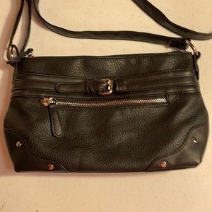 Black Faux Leather Crossbody Purse